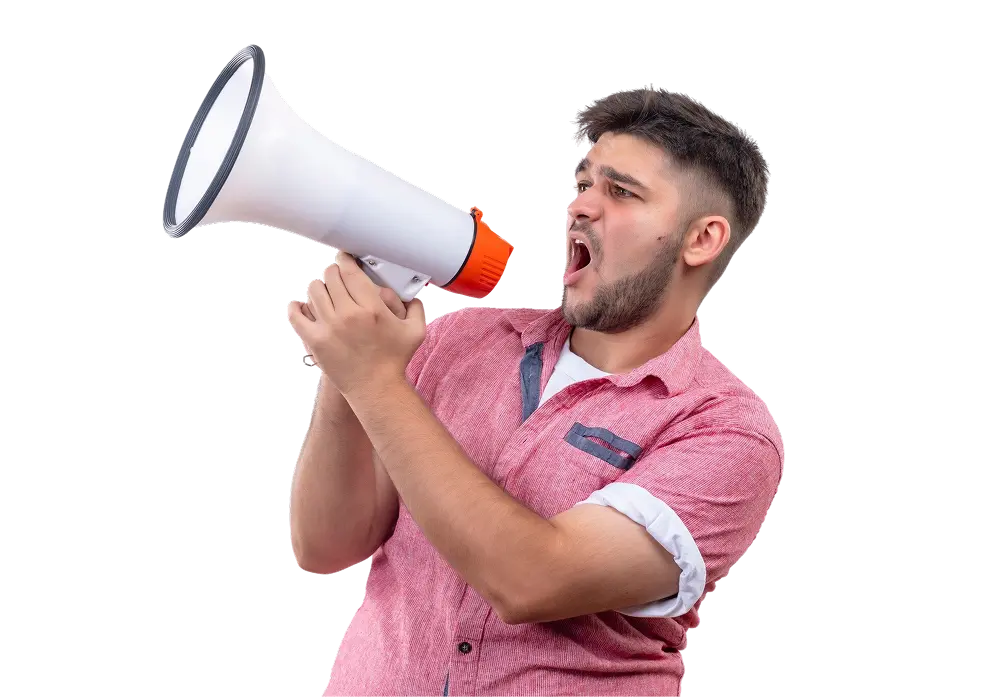 Man with megaphone
